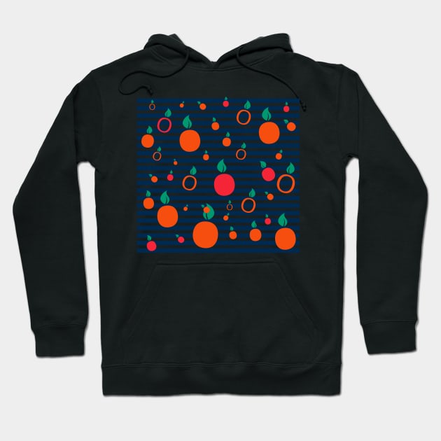 Cute fruits summer pattern orange navy Hoodie by soycarola